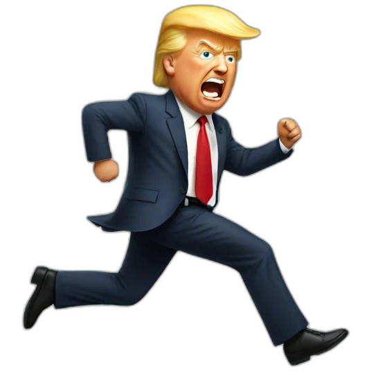 Trump running from police screaming emoji