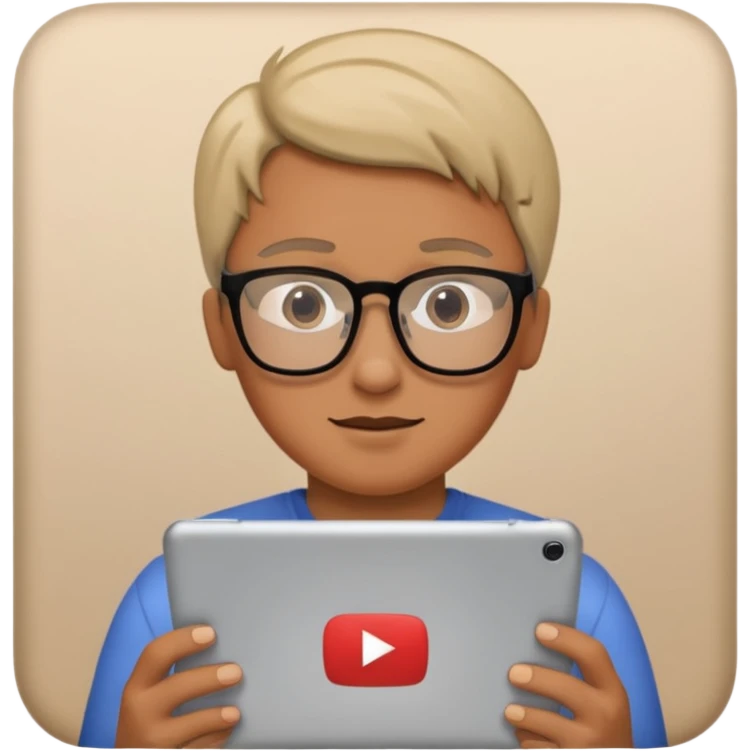 ipad, on the screen is a youtube video with a man on it emoji