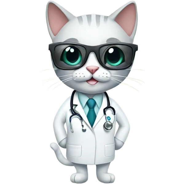smiling doctor cat wearing black sunglasses emoji