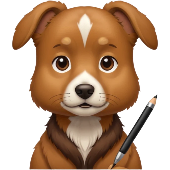 Dog with pen and copy emoji