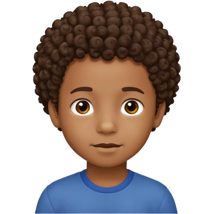Black 6 year old boy with curly brown hair emoji