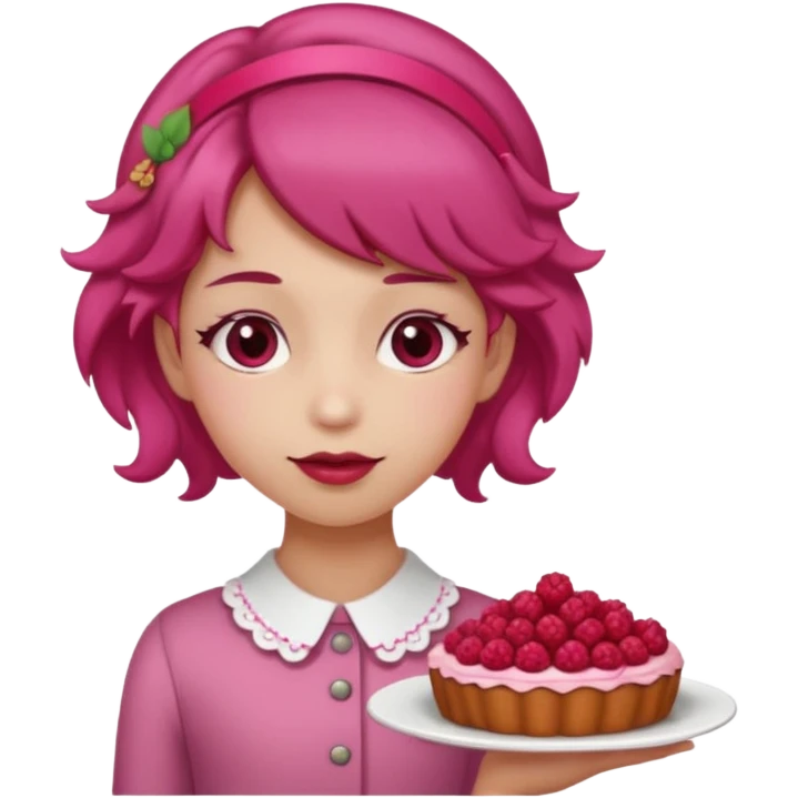 Raspberry torte human girl full body and legs with a raspberry barrette on her hair emoji