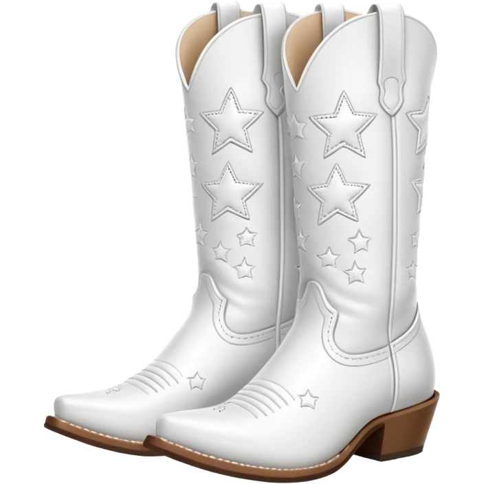 pure white cowgirl boots embossed with white stars on them. all white. emoji