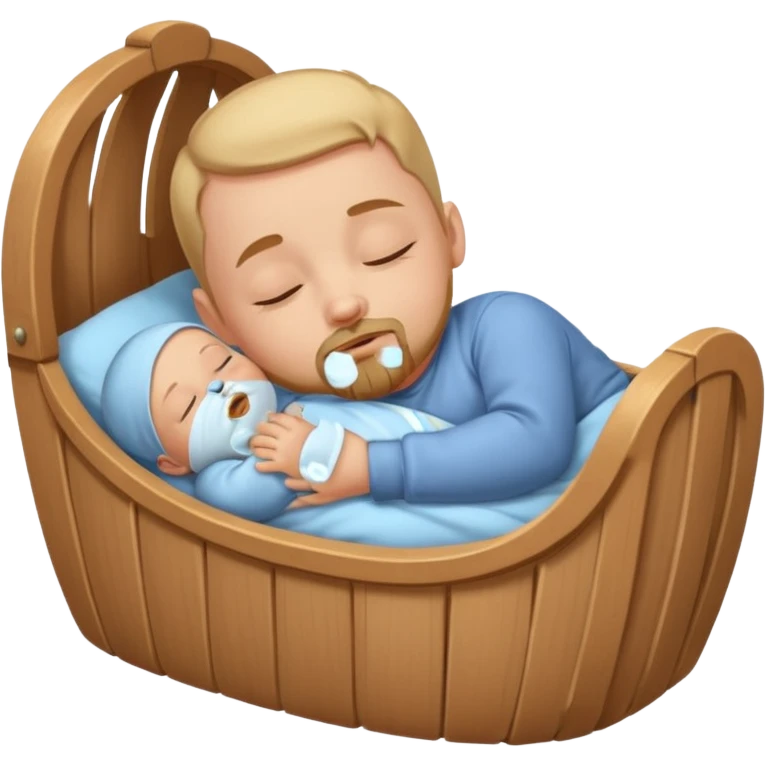 a baby with a goatee sleeping in a cradle emoji