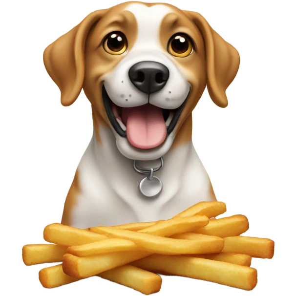 dog sitting down and eating fries  emoji