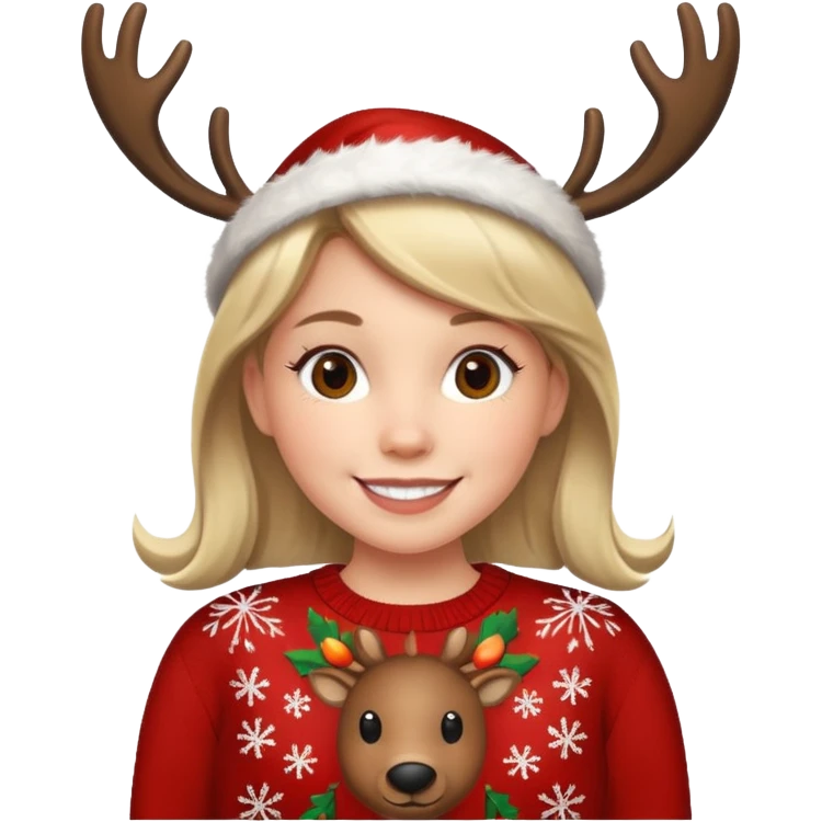 Emma with à reindeer Xmas jumper emoji