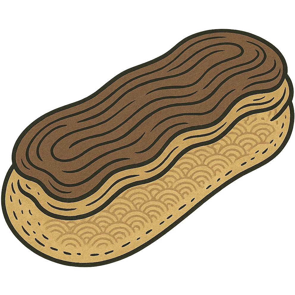 eclair with chocolate glaze ukiyo-e style emoji