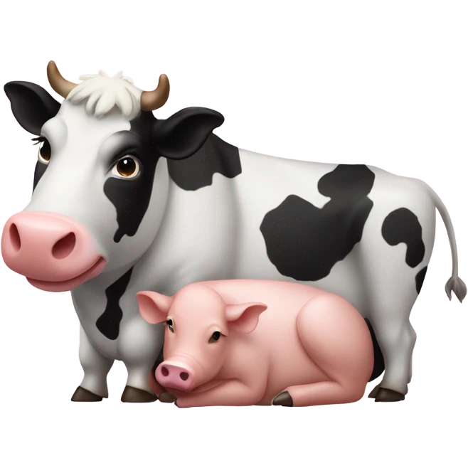 A cow riding a pig emoji