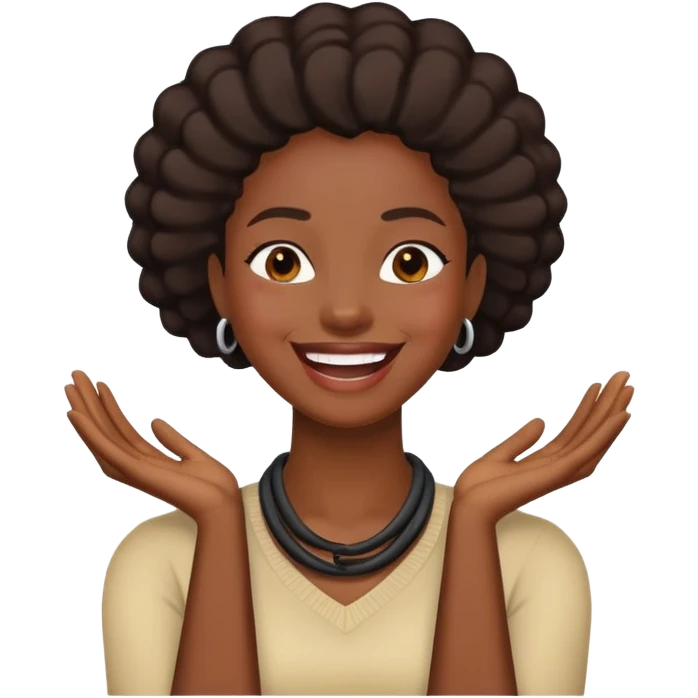 a black woman with her hands crossed in front of her neck laughing emoji