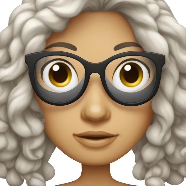 mulher cabelo branco e oculos emoji