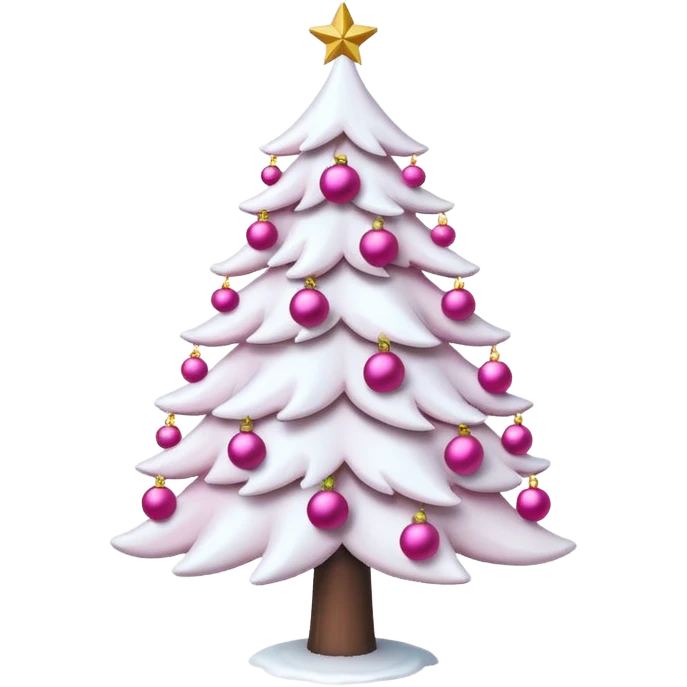 White Christmas tree with pink ornaments emoji