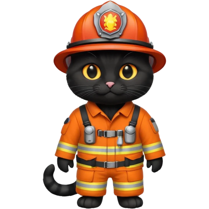 black cat in firefighter suit emoji