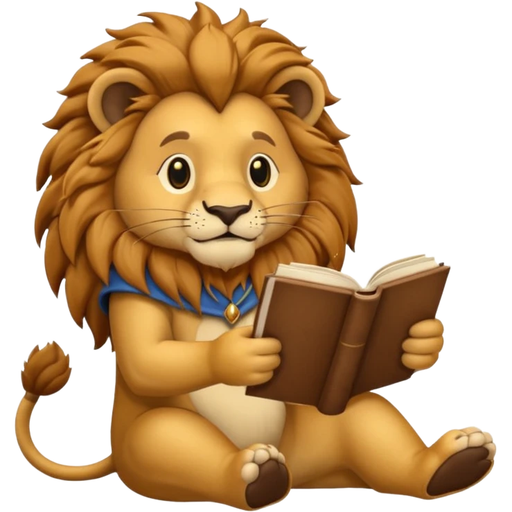 lion reading a book emoji