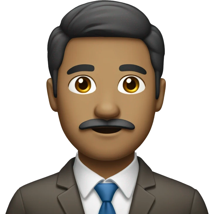 Office worker with mustache, light brown skin emoji