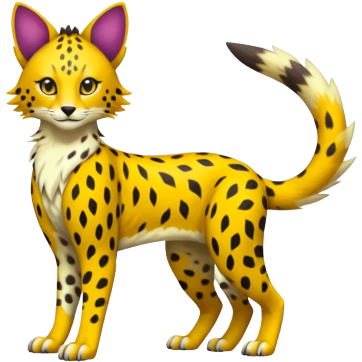 Colorful Bobcat-Sergal-Cheetah-Serval-Genet-Pokémon-Digimon-Fakémon-fusion-hybrid-creature emoji