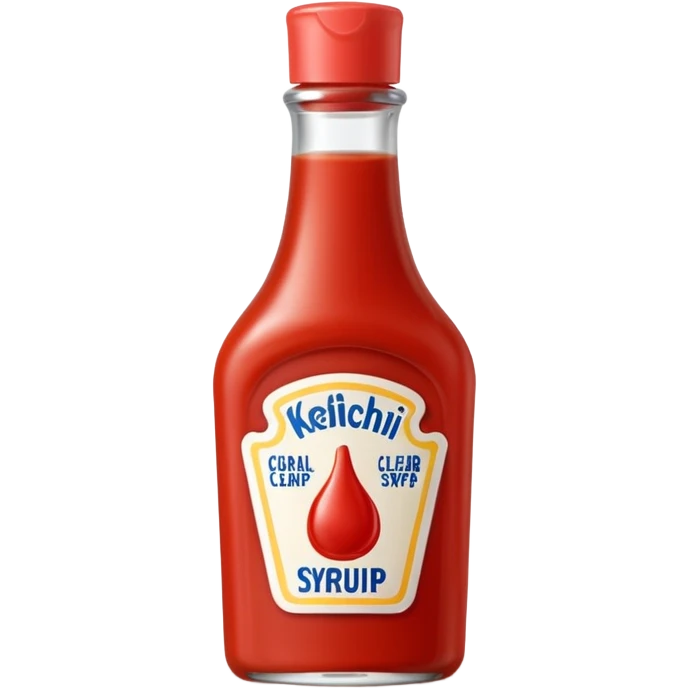 Coral clear syrup in thin tip ketchup squeeze bottle emoji