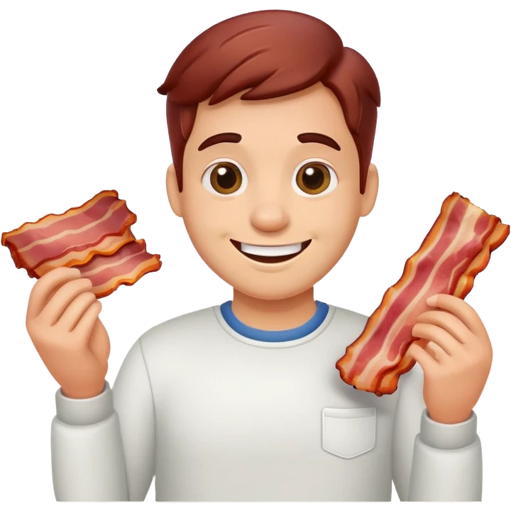 playful character with bacon emoji