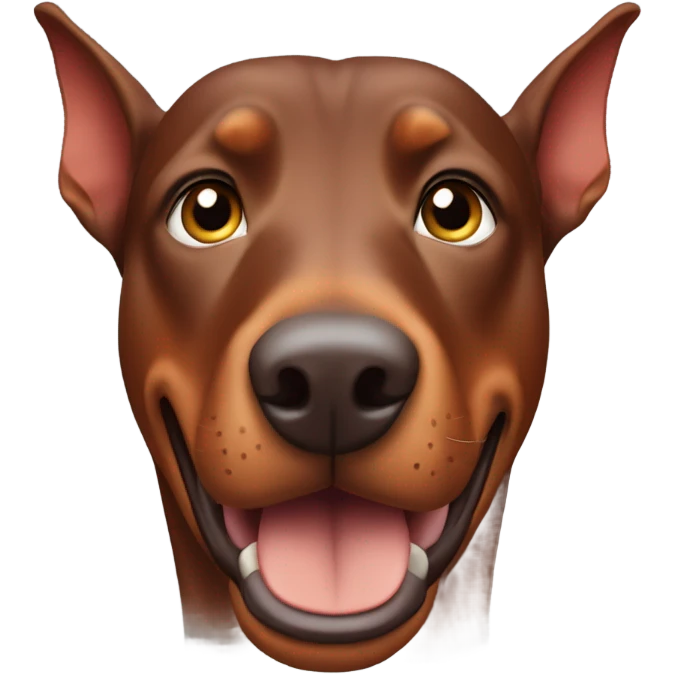 Red Doberman without cropped ears face facing front happy eyes emoji