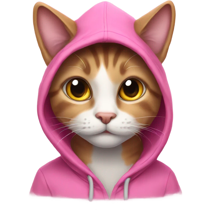 A cat in a pink hoodie  emoji