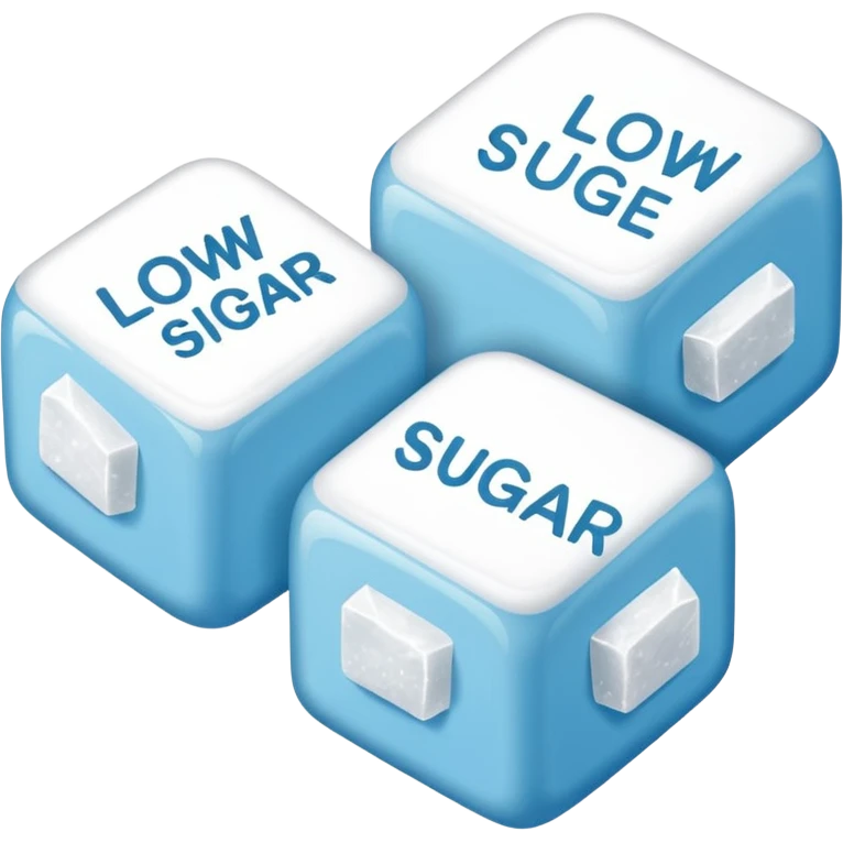 Icon 3 terrones de azúcar con la palabra debajo que diga low sugar emoji