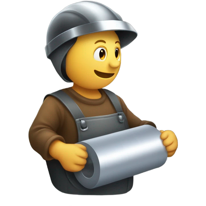 Welder welding a roll cage onto a racecar with a checkered flag behind him emoji