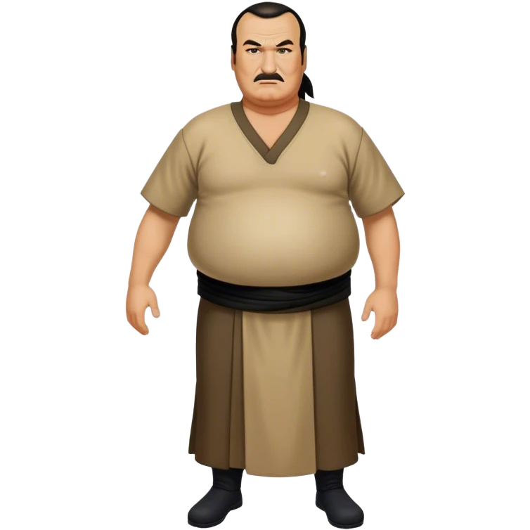 unhealthy steven segal full-body balding with ponytail. pot belly emoji