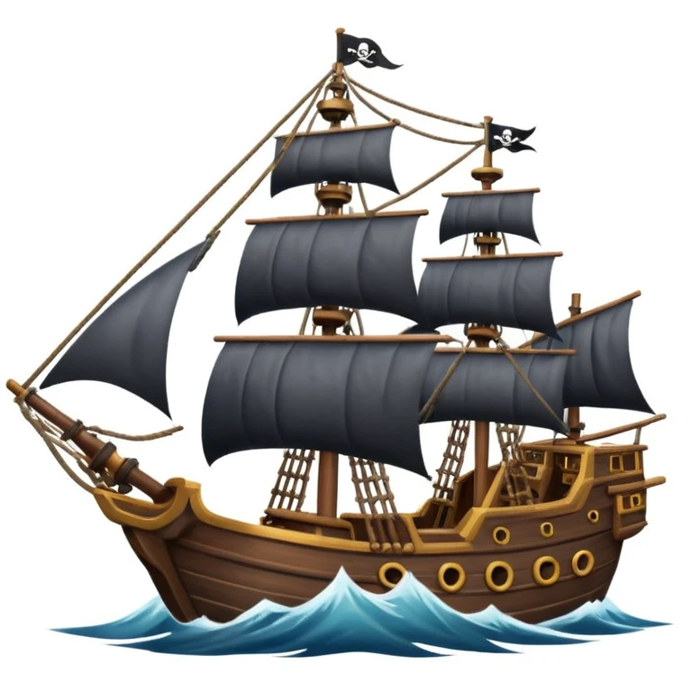 pirate sailing a ship in strome sea background emoji