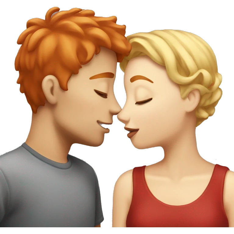 Red head boy kissing blonde hair women  emoji
