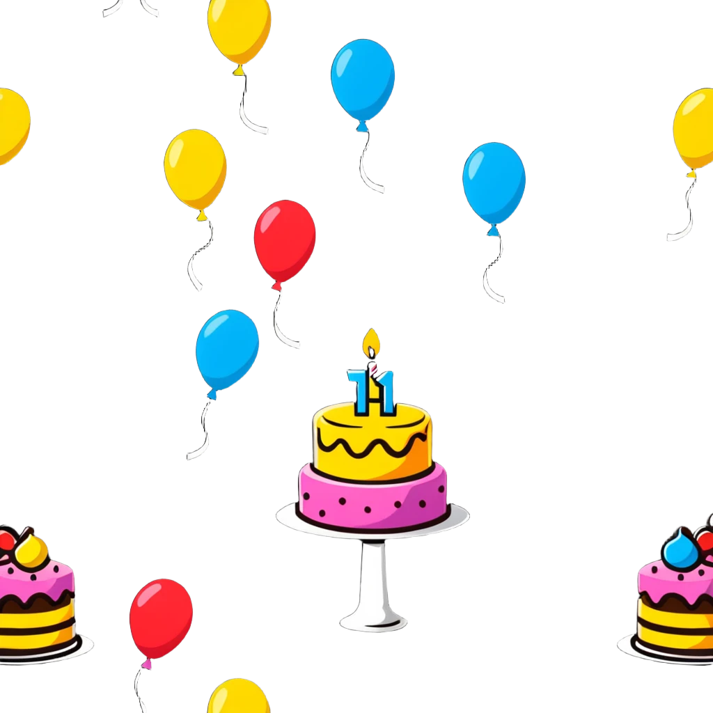 festive party celebration with balloons, confetti and cake emoji