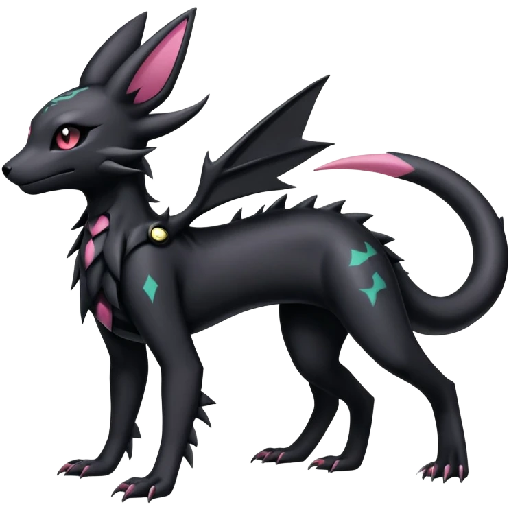 Shiny Dark Edgy Gothic Gloomy Futuristic Salandit-Umbreon-Shaymin-Delcatty-Hybrid (Full body) emoji