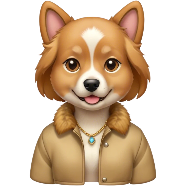 Dog wearing ear rings and jacket  emoji