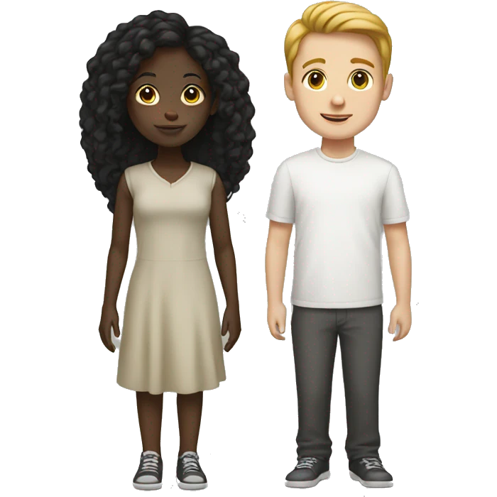 Black girl with white boy emoji