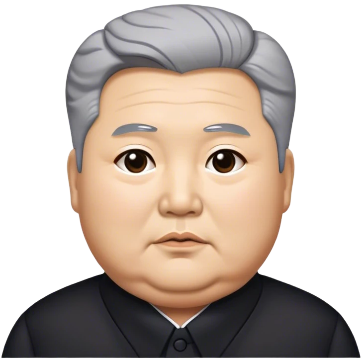 Chubby Grey haired Kim il sung wearing black emoji