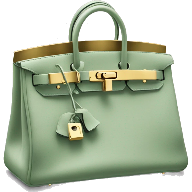 sage green birkin bag with gold metal emoji