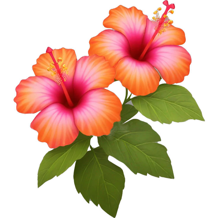 pink and orange hibiscus flowers emoji
