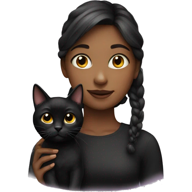 A girl with a black cat emoji