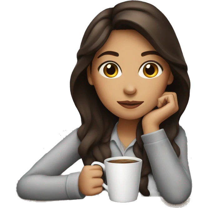brunette drinking coffee emoji