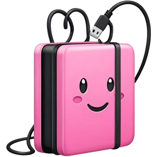 Pink Gift with black cable binders  emoji