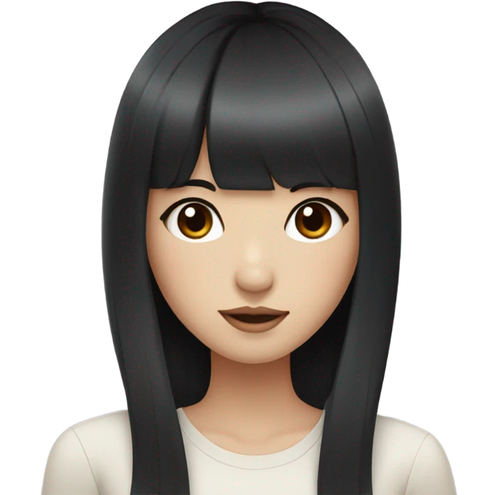 Beautiful girl,Black hair,long hair,Bang hair,Black eyes,Korean emoji