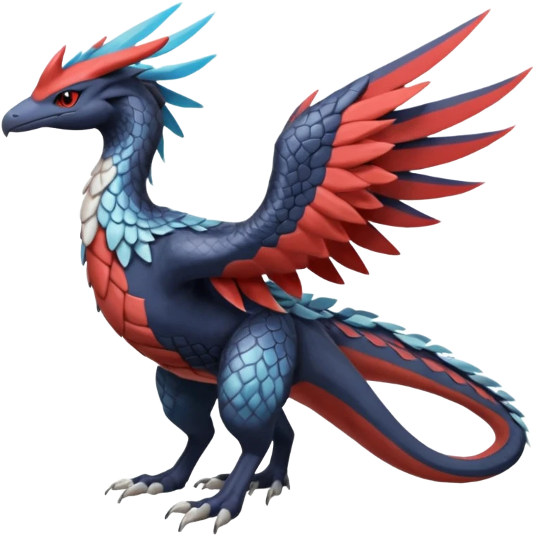 Trico-Dialga-Yveltal-Koraidon-Latias-Nargacuga-hybrid-fusion-creature, full body emoji