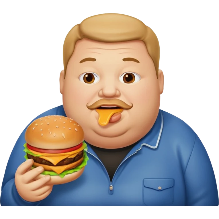 fat man with a burger emoji