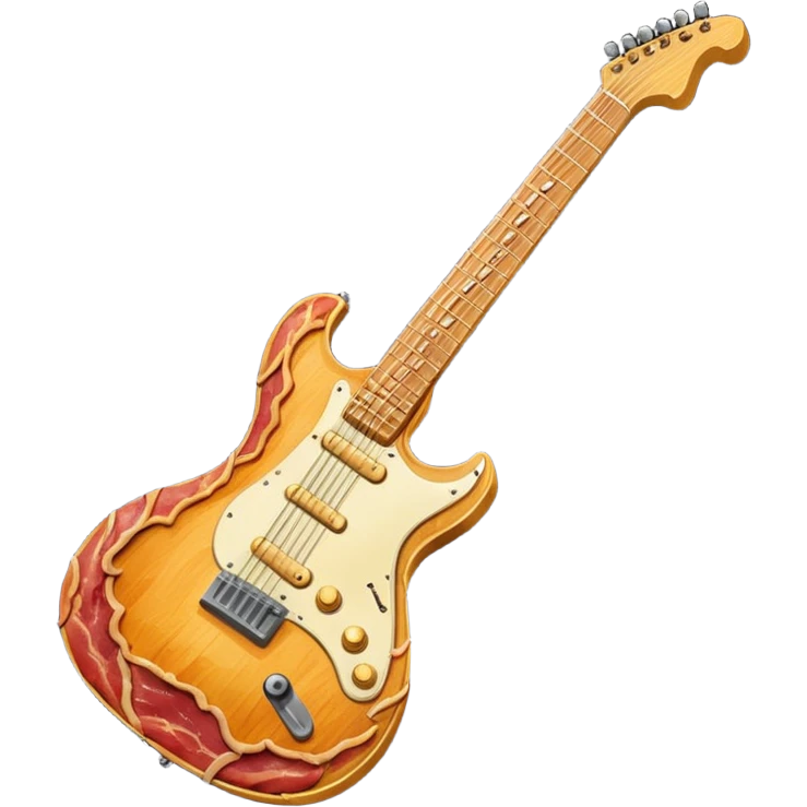 electric guitar made of bacon emoji