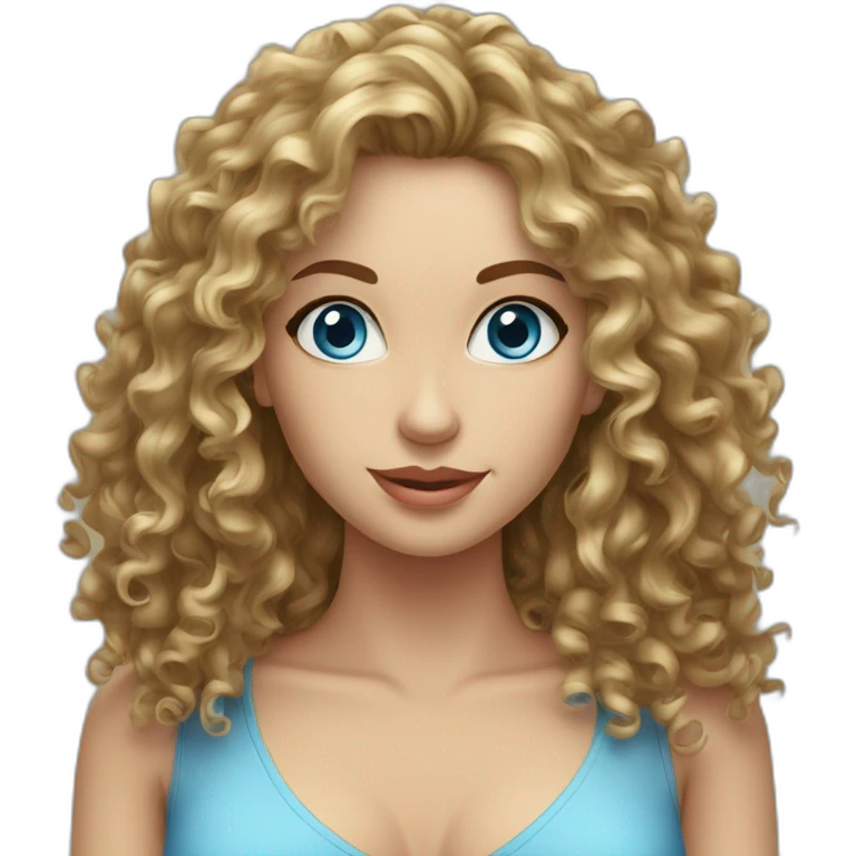 sexy caucasian long curly haired blue eyed woman emoji