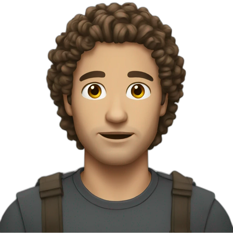 men barbed curly brunette long hair emoji