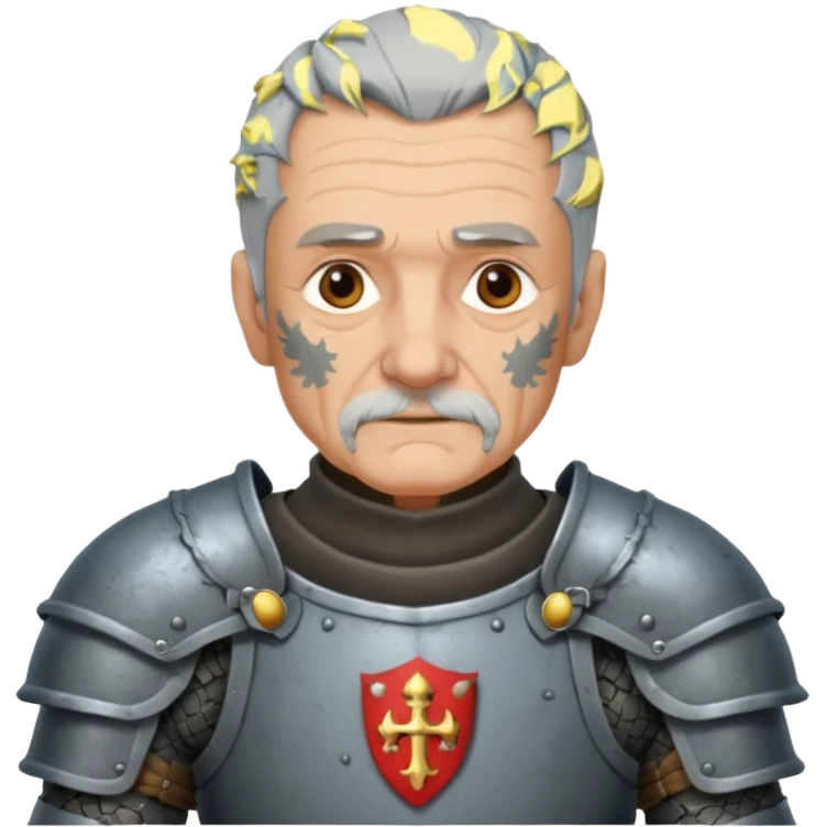 elderly tattooed knight, tattooed shoulder emoji