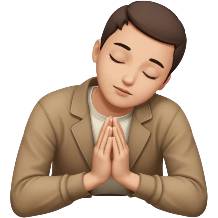 person lying face down on the ground with hands together in prayer, simple and clear emoji