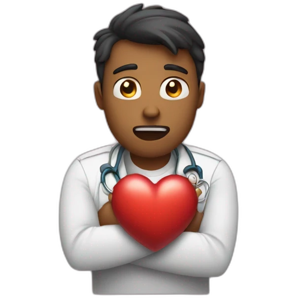 man clenching his heart as if he is having a heart attack emoji