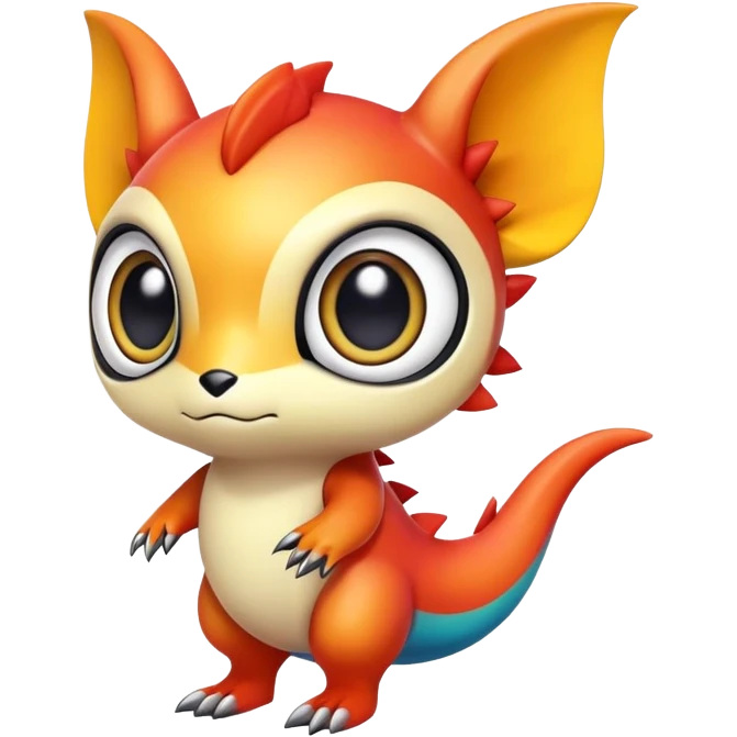 Randomly-colored exotic colorful chibi Fakémon-creature emoji