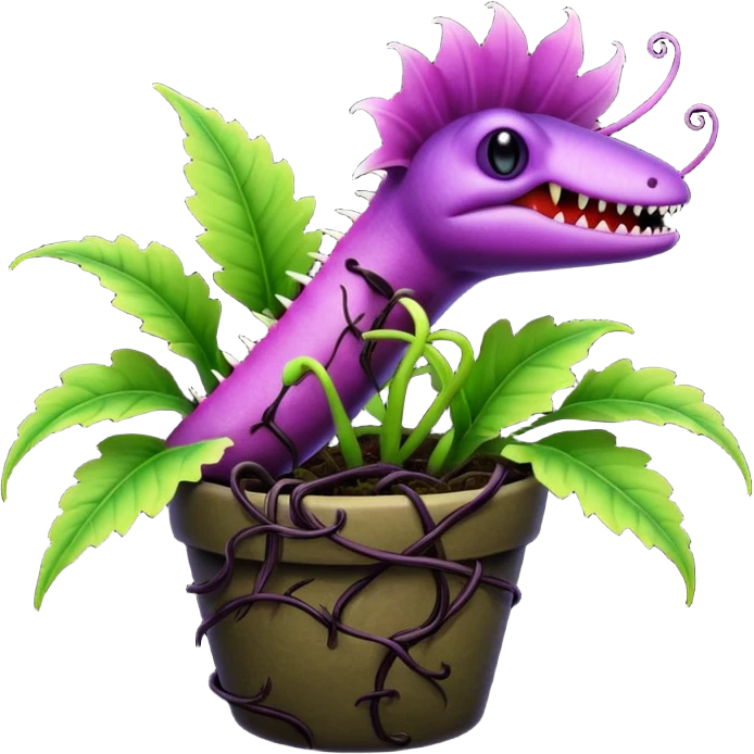Black and purple Venus flytrap with vines emoji