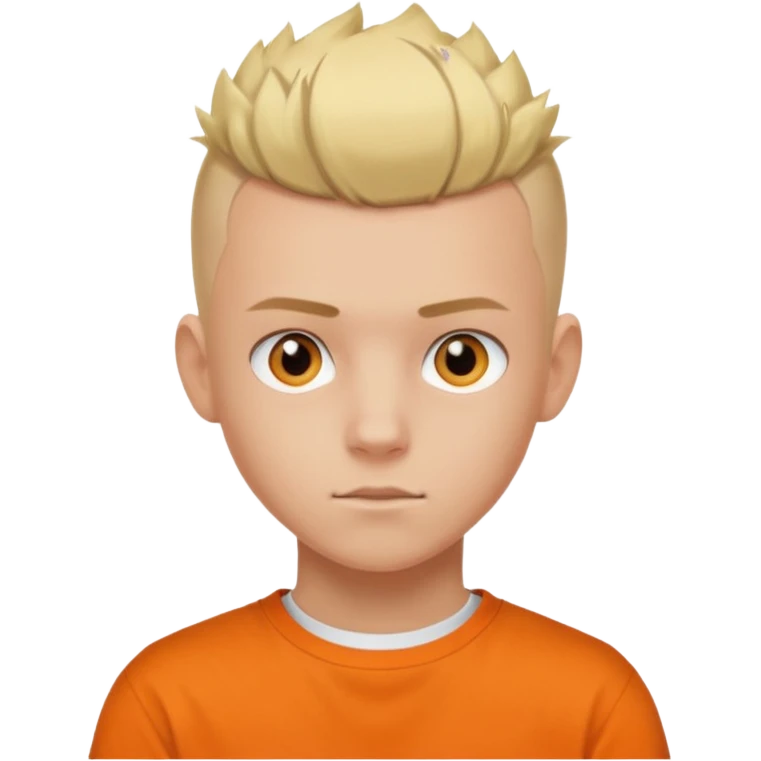 Blonde Buzzcut And Mohawk. Amber Eye. Orange Tshirt. White Sleeve. Teenage Boy emoji